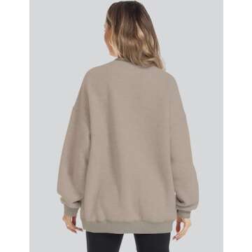 ROYLAMP Sweatshirts for Women Hoodies Oversized Fleece Crewneck Pullover Tops Sweaters Comfy Soft Spring Winter Clothes 2025 Fashion Light Khaki M