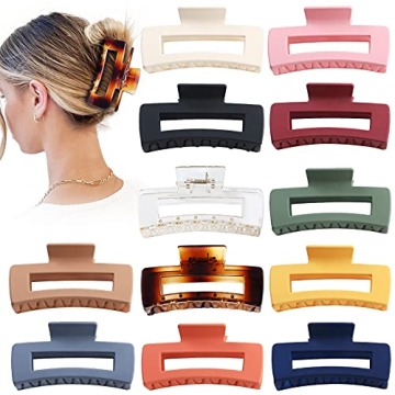 Sisiaipu 12 Pcs Large Hair Clips - Durable & Stylish