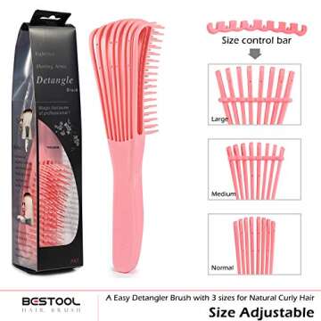 BESTOOL Hair Brush, Detangling Brush for Natural Black and Curly Hair (Pink, Afro 3/4abc), Ideal for...