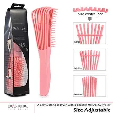 BESTOOL Hair Brush, Detangling Brush for Natural Black and Curly Hair (Pink, Afro 3/4abc), Ideal for...