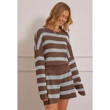 MEROKEETY Women's Striped Loungewear Set - Cozy Style