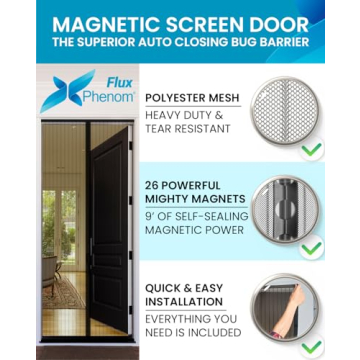FLUX Magnetic Screen Door - Easy Install, Bug-Free & Pet Safe