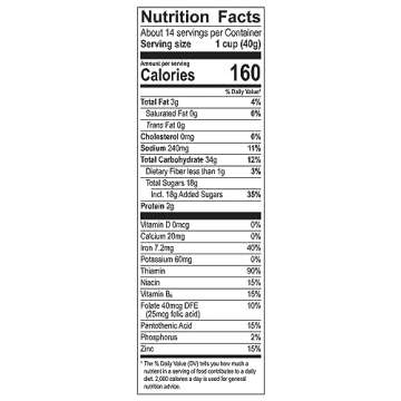 Honey Ohs! Family Size Cereal, Crunchy Breakfast Cereal Os Made with Sweetened Corn, Oats and Rice, 20 OZ Box