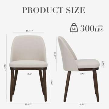 COLAMY Upholstered Dining Chairs Set of 2, Modern Kitchen Chairs with Back, Fabric Side Chair with W...