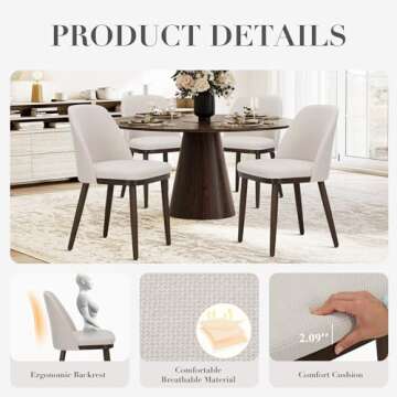 COLAMY Upholstered Dining Chairs Set of 2, Modern Kitchen Chairs with Back, Fabric Side Chair with Wood Legs for Dining Room Kitchen Restaurant, Beige