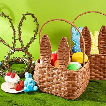 Gerrii 2 Pcs Cute Durable Easter Basket Set for Families