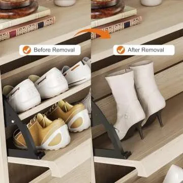 GarveeHome Shoe Cabinet with 3 Flip Drawers, Wooden Shoe Organizer Cabinet with Adjustable Shelf, Shoe Storage for Entryway, Hidden Shoe Cabinet for Hallway, Living Room, Natural