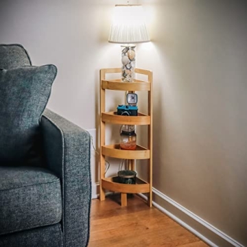 Elegant 4 Tier Bamboo Corner Shelf for Stylish Storage Solutions