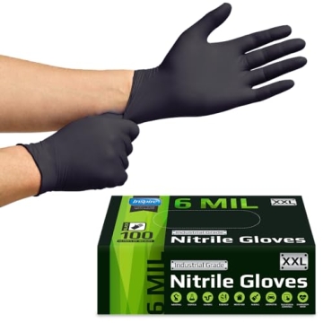Inspire Black Nitrile Gloves Heavy Duty 6 Mil Disposable Safety