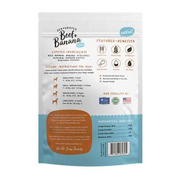 Pet Jerky Factory Premium Beef and Banana 5 oz. Dog Jerky Treats | 100% Human Grade | USA Made | Hig...