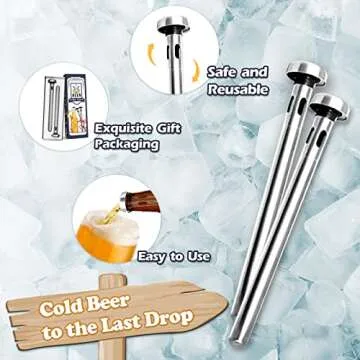 Beer Chiller Sticks for Bottles, Christmas Gifts for Him Husband Dad, Anniversary Birthday Ideas, Beer Accessories Gifts for Boyfriend, Stainless Steel Cooling Chillers, Mens Stocking Stuffers
