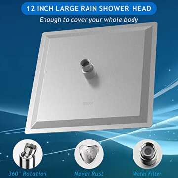 Voolan Rain Shower Head - High Flow Large Rainfall Shower Head for Ultimate Shower Experience