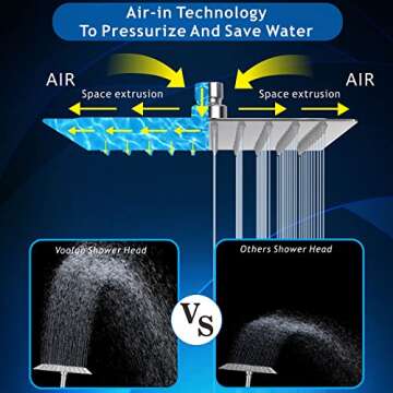 Voolan 12" Rain Shower Head - High Flow Stainless Steel