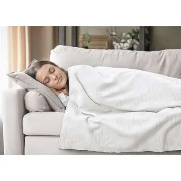 Utopia Bedding White 100% Cotton Blanket [King Size - 90x108 Inch] 350GSM Lightweight, Soft and Breathable Thermal Blanket for All Seasons