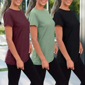 SUNBS Womens 3 Pack T-Shirts Short Sleeve Summer Tops Fashion Basic Tees Comfy Casual Vacation Outfits Workout Clothes 2025 RedGreenBlack XL