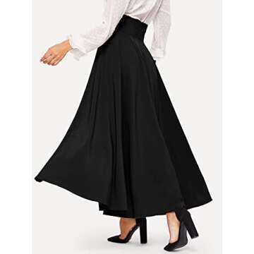 SweatyRocks Women's Elegant High Waist Skirt Tie Front Pleated Maxi Skirt