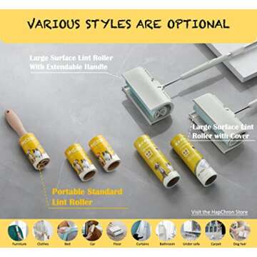 HapChron Extra Sticky Lint Roller Refills Only, Total 600 Easy Tear Sheets, Fits Most 3.9"-4" Standard Size Lint Roller with Inner Diameter at 1.5", Works Great On Pet Hair