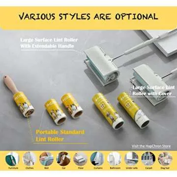 HapChron Extra Sticky Lint Roller Refills Only, Total 600 Easy Tear Sheets, Fits Most 3.9"-4" Standard Size Lint Roller with Inner Diameter at 1.5", Works Great On Pet Hair
