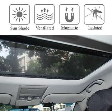 Kaskawise Car Sunroof Sun Shade,Magnetic Screen Breathable Mesh Cover for Camping & Parking,Quick Install UV Protection Screen for Moonroof & Side Windows,Car Camping Accessories,Black