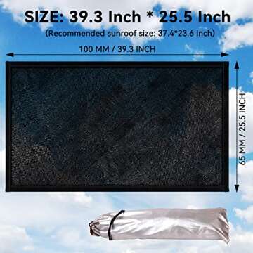 Kaskawise Car Sunroof Sun Shade,Magnetic Screen Breathable Mesh Cover for Camping & Parking,Quick Install UV Protection Screen for Moonroof & Side Windows,Car Camping Accessories,Black