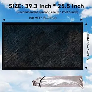 Kaskawise Car Sunroof Sun Shade,Magnetic Screen Breathable Mesh Cover for Camping & Parking,Quick Install UV Protection Screen for Moonroof & Side Windows,Car Camping Accessories,Black