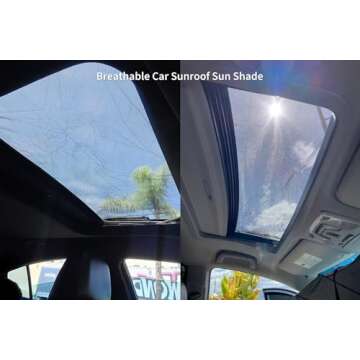 Kaskawise Car Sunroof Sun Shade,Magnetic Screen Breathable Mesh Cover for Camping & Parking,Quick Install UV Protection Screen for Moonroof & Side Windows,Car Camping Accessories,Black