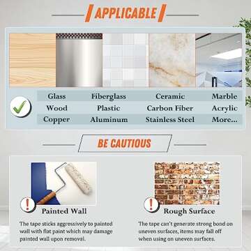 2 Pack Extra Large Double Sided Tape Heavy Duty Removable 1.18 Inch x 160 Inch, Clear & Tough Nano T...