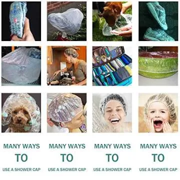 100 Disposable Clear Mop Mob Caps Clipped Hair Head Cover Shower Cap Plastic for Beauty Salon,Food Service,Hospitals,Laboratories,Manufacturing or Spray Tanning