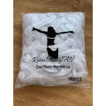 100 Disposable Clear Mop Mob Caps Clipped Hair Head Cover Shower Cap Plastic for Beauty Salon,Food Service,Hospitals,Laboratories,Manufacturing or Spray Tanning