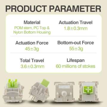 EPOMAKER x LEOBOG Reaper Keyboard Switches, 100 Pcs 45gf Linear Switch Set, Factory Lubed 5-Pin Switch with POM Stem, LED Slot for Mechanical Gaming Keyboard, Compatible with MX Keycaps