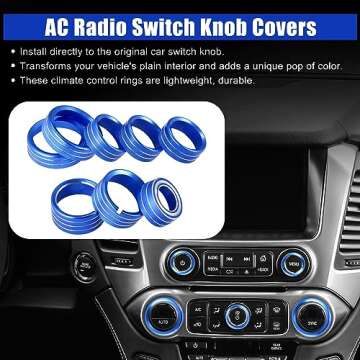 Blue Aluminum AC Switch Knob Covers for Chevy & GMC