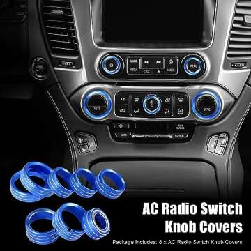Blue Aluminum AC Switch Knob Covers for Chevy & GMC