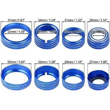 Blue Aluminum AC Switch Knob Covers for Chevy & GMC
