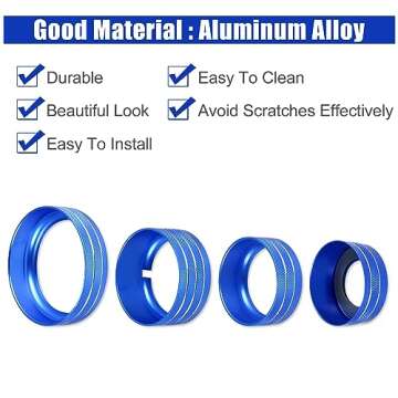 Blue Aluminum AC Switch Knob Covers for Chevy & GMC