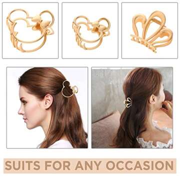 Purggy Large Metal Claw Clips - Cute Theme Park Accessories