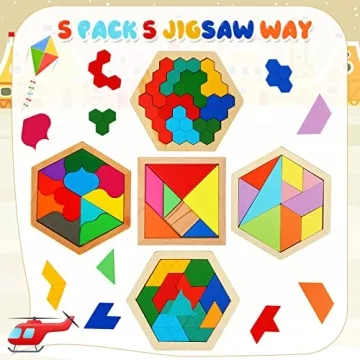 Wooden Hexagon Puzzle Set - 5 Fun Pieces for Kids