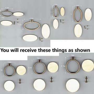 Tofover DIY Wooden Cross Stitch Hoop Mini Ring Embroidery Circle Sewing Kit Frame Craft 7Pcs/Set