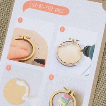 Tofover DIY Wooden Cross Stitch Hoop Mini Ring Embroidery Circle Sewing Kit Frame Craft 7Pcs/Set