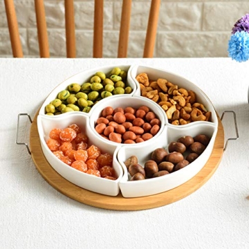 Yarlung Elegant Ceramic Serving Dishes with Bamboo Platter