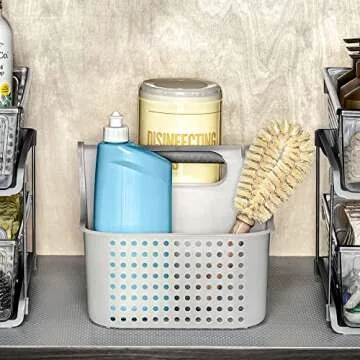 madesmart Large Soft Grip Tote, Under Sink Bathroom Storage, Multi-Purpose Home Organization, EPA Certified, Premium Antimicrobial White