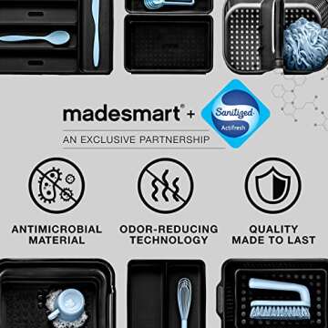 madesmart Large Soft Grip Tote, Under Sink Bathroom Storage, Multi-Purpose Home Organization, EPA Certified, Premium Antimicrobial White