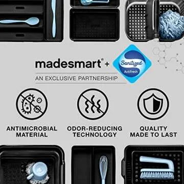 madesmart Large Soft Grip Tote, Under Sink Bathroom Storage, Multi-Purpose Home Organization, EPA Certified, Premium Antimicrobial White