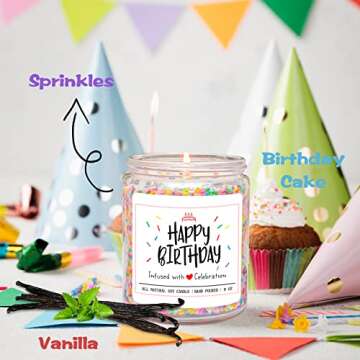 Homsolver Happy Birthday Gifts for Women Men, Vanilla Cream Scent with Sprinkles Candy Birthday Cand...