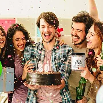 Homsolver Happy Birthday Gifts for Women Men, Vanilla Cream Scent with Sprinkles Candy Birthday Candles, Unique Best Friend Idea Gifts for her, Handmade Candle Decor