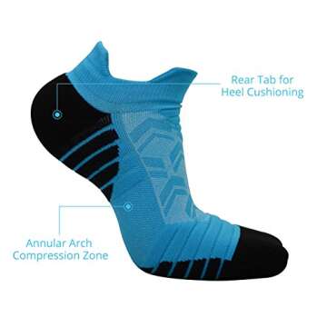 Short Compression Socks 10-20mmHg for Men & Women - Best Athletic & Medical for Running, Flight, Travel, Blood Circulation & Recovery (1，2, 3, 6 Pair) US 8-12