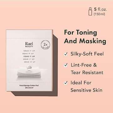 Rael Cotton Pads for Face - Facial Sponge, Square Pad Use with Toner, Makeup Remover, Lint-Free, Sof...