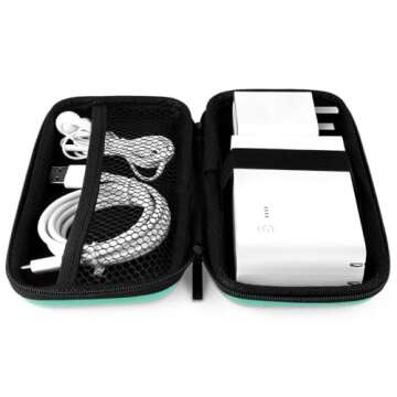 iMangoo Shockproof Carrying Charger Case Hard Protective EVA Impact Resistant Power Bank Pouch Small Electronics Organizer Cable Accessory Travel Essentials for Women, Size 6.5''x3.2''x1'',Mint