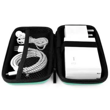 iMangoo Shockproof Carrying Charger Case Hard Protective EVA Impact Resistant Power Bank Pouch Small Electronics Organizer Cable Accessory Travel Essentials for Women, Size 6.5''x3.2''x1'',Mint