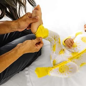 Little Sleepies Zippy Baby & Toddler Pajamas, Sleeper for Boys and Girls, Viscose Derived from Bamboo Newborn Sleeper w/ 2-Way Zipper w/Mitten Cuffs, Sunshine, 3-6M