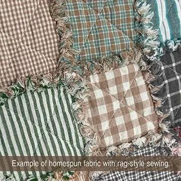 Perfect Green Stripe Cotton Homespun Plaid Fabric by JCS